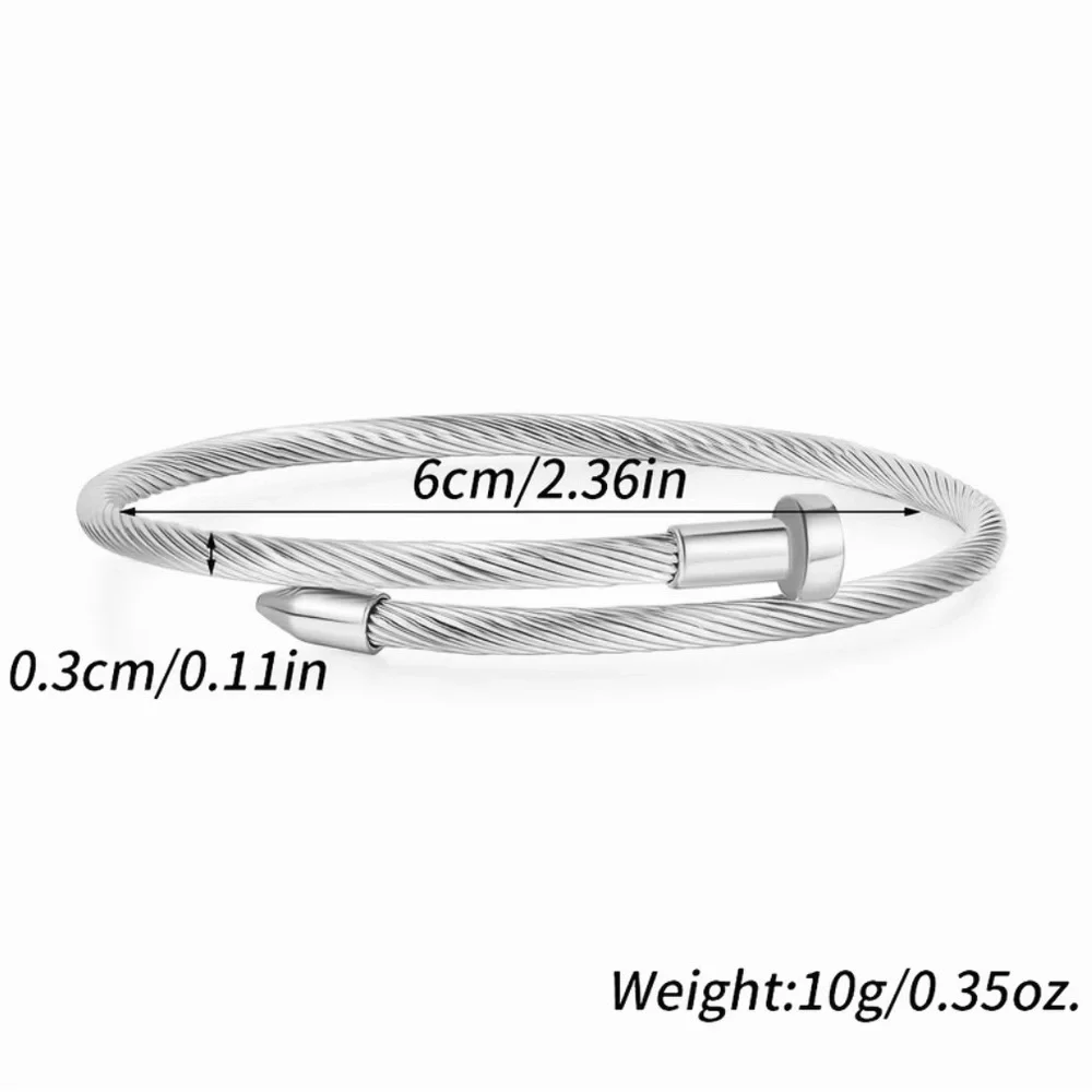 Sleek Black Nail Style Bracelet Stainless Steel Women’s Men’s Unisex NWT